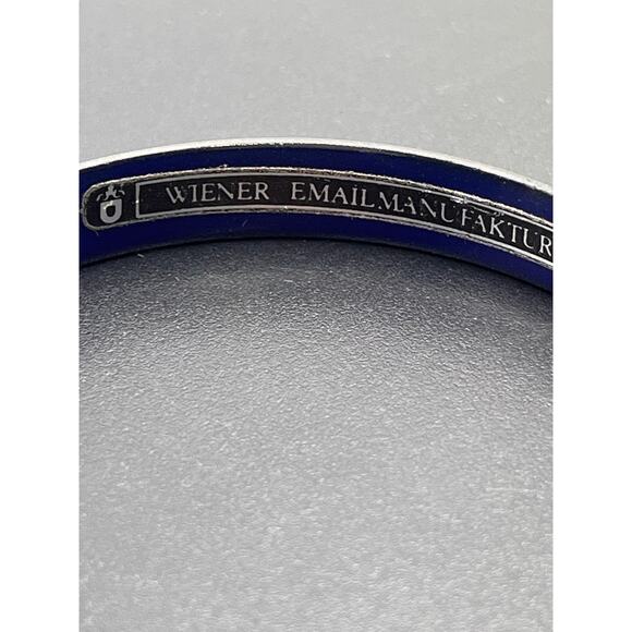 Vintage Michaela Frey Wiener Emailmanufaktur Blue Floral Enamel‎ Bangle Set - Picture 5 of 8